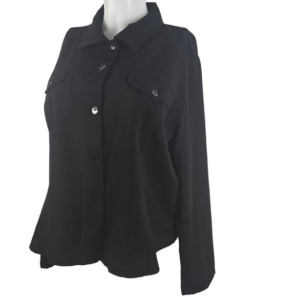 Chico's Design Black Lightweight Shacket Blazer Long Sleeve Women 3/L - Picture 2 of 5